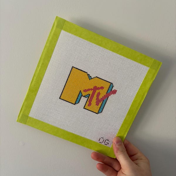 Retro 90s Music Television Logo Needlepoint Canvas