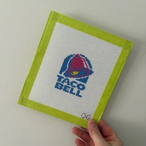 Retro Fast Food Taco Logo Needlepoint Canvas