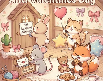 Libro para colorear anti-San Valentín / Criaturas acogedoras (PDF y PNG)