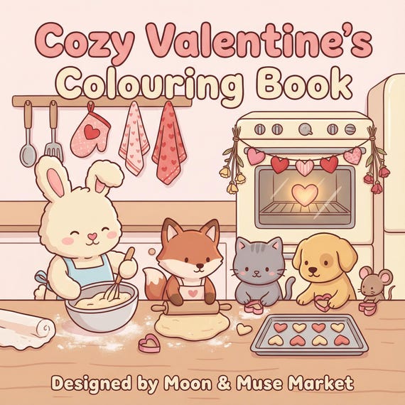 Cozy Coloring Book | Coloring Pages | Cozy Valentine's Day Coloring Book | Digital Coloring Book | Cute Coloring Book | Self Care Coloring