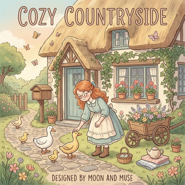 Cozy Coloring Book | Coloring Pages | Cozy Countryside Coloring Book | Digital Coloring Book | Spring Coloring Book | Self Care Coloring |