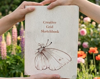 Creative Grid Sketchbook A4 | Minimalist Beige Art Journal for Drawing, Sketching & Creative Ideas