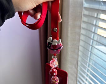 Valentines Snoopy Badge Reel, Rhinestone Alligator clip