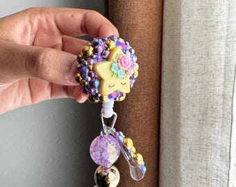 Star Badge Reel, Rhinestone Alligator/Belt Clip, Lanyard