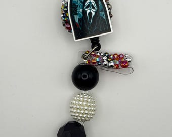 Scream Badge Reel, Rhinestone Alligator/Belt Clip, Lanyard