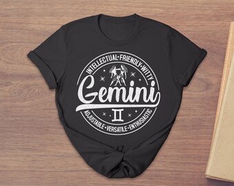Gemini Zodiac Shirt, Intellectual Friendly Witty Astrology Tee