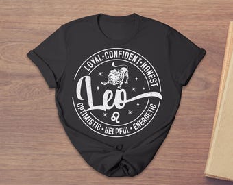 Leo Zodiac Shirt, Lion Astrology Graphic Tee, Birthday Horoscope Apparel