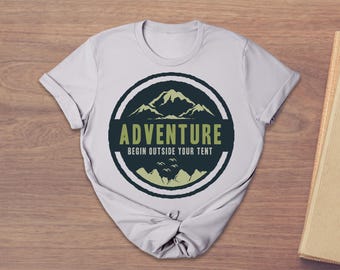Abenteuer außerhalb Zelt-Shirt, Vintage Berg wandern T-Shirt, Outdoor Entdecker Bekleidung