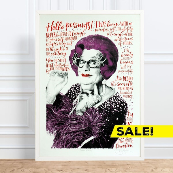 Dame Edna Everage -  Hand Printed, Silkscreen, Screen Print, Illustration, Art Print.