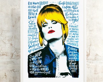 Patsy Ab-Fab Inspired - Limited Edition, Punk, Retro, Hand Printed, Silkscreen, Screen Print, Art Print, signed and numbered.