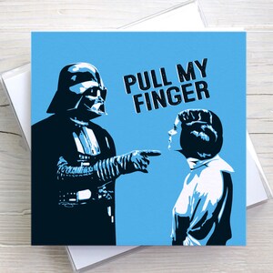 Star Wars Puxe meu dedo Darth Vader Engraçado Geeky Cartão de felicitações em branco