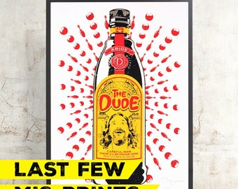 REDUCED! The Big Lebowski 'The Dude' Hand Pulled Screen Print MIS-PRINT