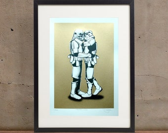 Troopers Kiss - Star Wars Inspired Banksy Style Silkscreen Art Print