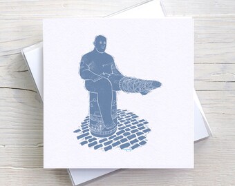 Loughborough Sock Man Blank Greetings card