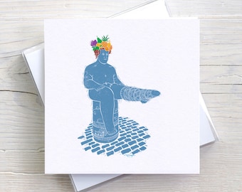 Loughborough Sock Man Fruit Blank Greetings card