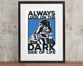 A4 Star Wars Darth Vader &#39;Dark Side&#39; Hand Pulled Screen Print