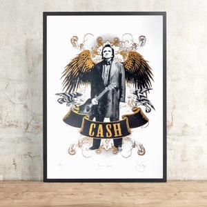 Johnny Cash Limited Edition, Hand Printed, Silkscreen, Screen Print, Illustration, Art Print, signed and numbered