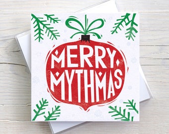 Funny Alternative Cynical Merry Mythmas Christmas Holiday card