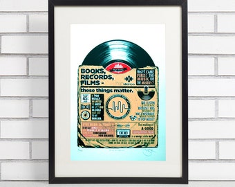 High Fidelity - Nick Hornby, John Cusack, Vintage, Retro, Vinyl, Limited Edition, Hand Printed, Silkscreen, Art Print, signed and numbered.