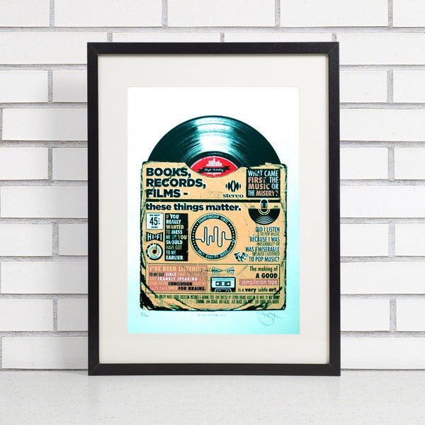 High Fidelity - Nick Hornby, John Cusack, Vintage, Retro, Vinyl, Limited Edition, Hand Printed, Silkscreen, Art Print, signed and numbered.