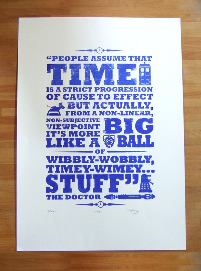 Dr Who Time Hand Pulled Limited Edition Screen Print image 2