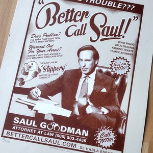 Breaking Bad 'Better Call Saul' Hand Pulled Limited Edition Screen Print LAST FEW image 2