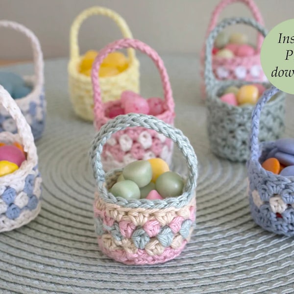 Mini Canastas de Pascua en crochet - Patrón PDF