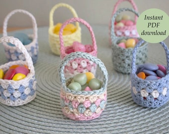 Mini Canastas de Pascua en crochet - Patrón PDF