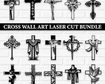 Cross SVG Bundle, Jesus Cross Designs, Religious Wood Decor PNG, religious svg files, Christian Wall Art Laser Cut Files