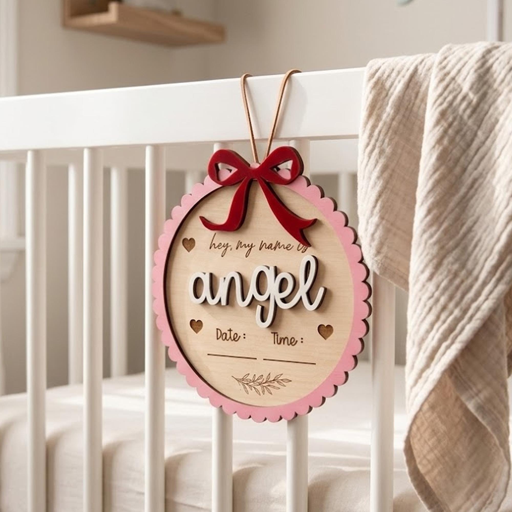 Baby Birth Announcement Sign SVG Bundle, Newborn Name Plaque Laser Cut ...