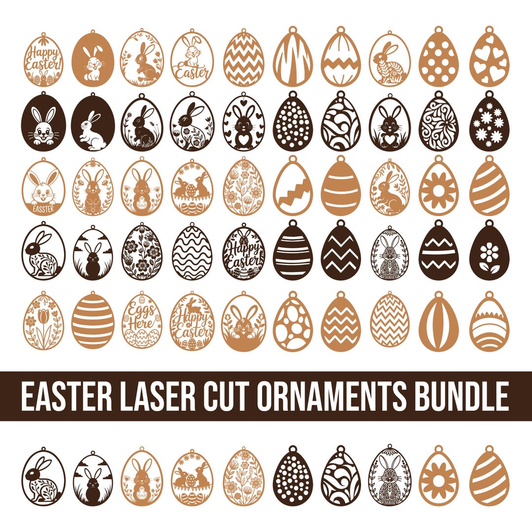 Easter Laser Cut Ornaments Bundle SVG, Bunny Egg Wood Easter SVG ...