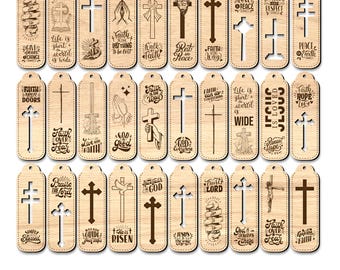 Bible Bookmarks Bundle SVG, Christian Cross Bookmark Files, Wood Laser Design, Scripture Faith Gift Laser Cut, Church inspiration SVG.