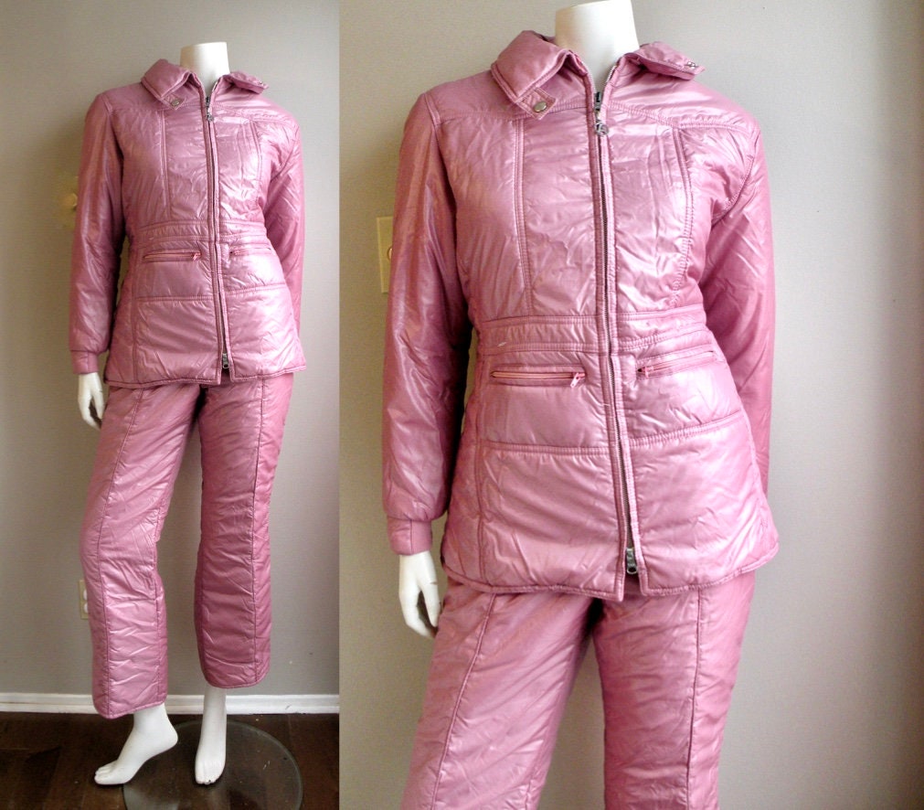 70s 80s Full Snowsuit Ski Suit In a pastel Pink Purple Puff | Etsy