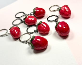 Strawberry Keychain; Polymer Clay Keychain; Bag Charm