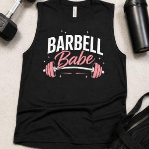 Babe Pink Barbell Muscle Tanktop | Fitness Gym Workout Tanktop