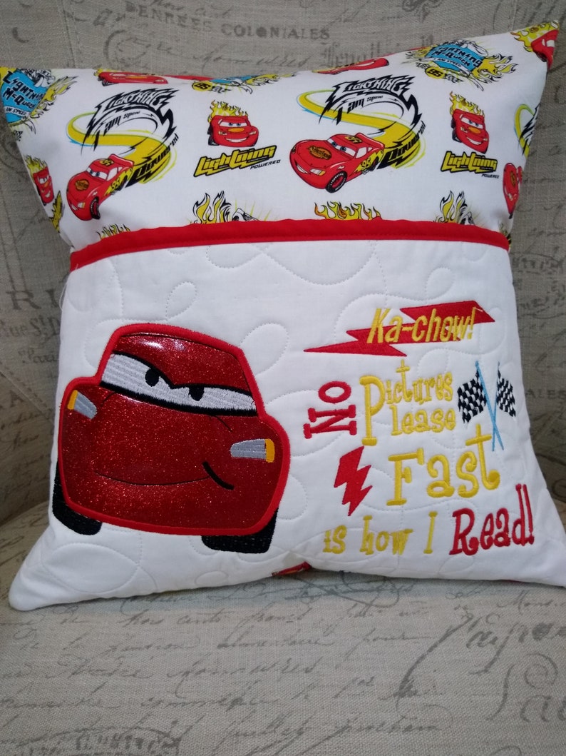 Lightning McQueen Cars Reading Pillow Ready to Ship Etsy