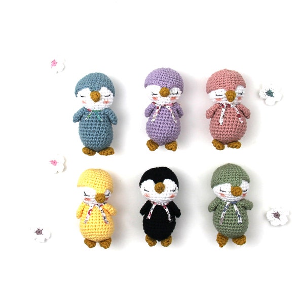 Mini-pingouin au Crochet, amigurumi, doudou, fait main