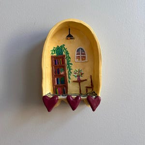 Porte-clés/bijoux pour la maison en argile - Boutons coeur Saint-Valentin (PERSONNALISABLES)