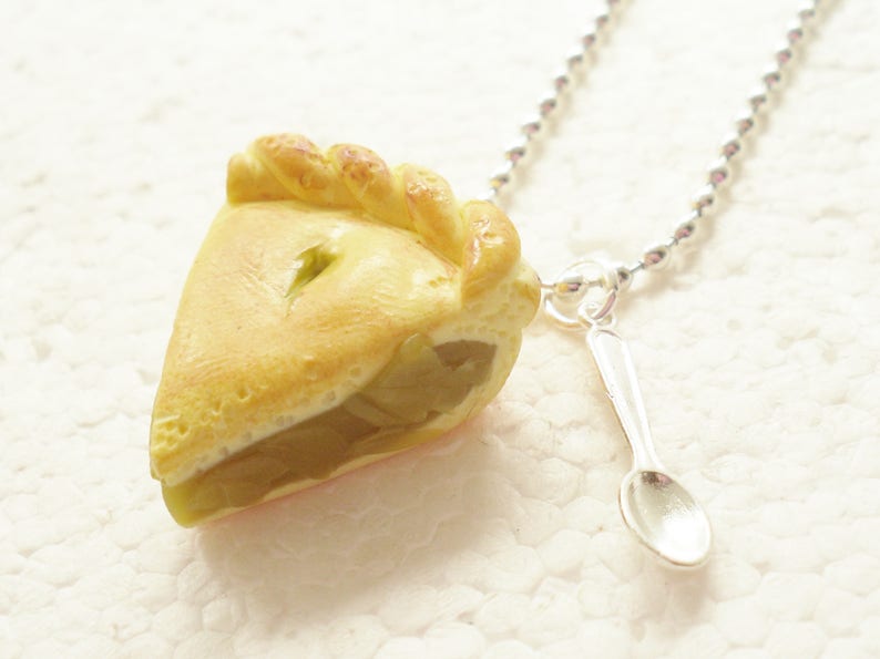 Slice Of Apple Pie Pendant. Polymer clay image 1