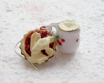 Cherry Pie And Custard Earrings. Polymer clay.