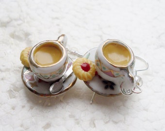 Tea And Biscuit Earrings. Polymer clay.