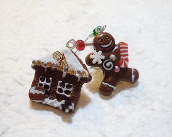 Gingerbread Cookie Earrings. Polymer Clay.