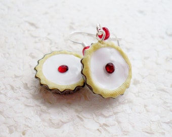 Kirsche Bakewell Ohrringe. Fimo.