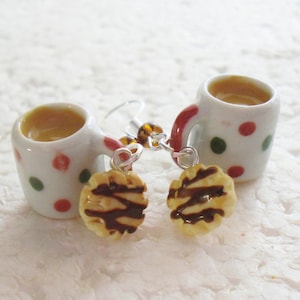 Mug Of Tea And Biscuit Earrings. Polymer clay.