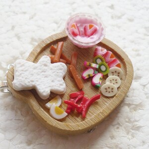 Bamboo Toddler Snack Plate Pendant. Polymer Clay.