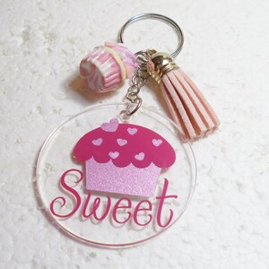 Cupcake charm Keyring. Polymer Clay.