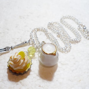 Lemon Meringue Pie and Cream Pendant.  Polymer Clay.