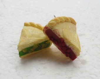 Apple and Cherry Pie Earrings. Polymer Clay.