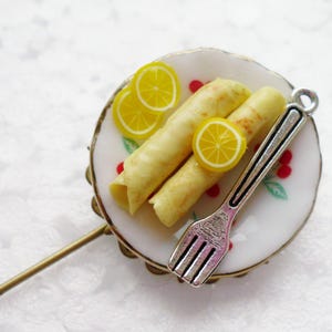 Pancake Day Stick Pin. Shrove Tuesday. Polymer Clay