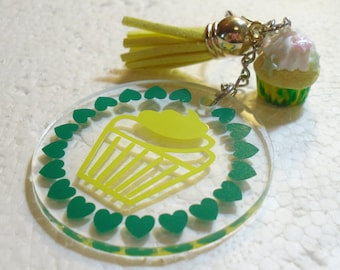 Cupcake charm Keyring. Polymer Clay.